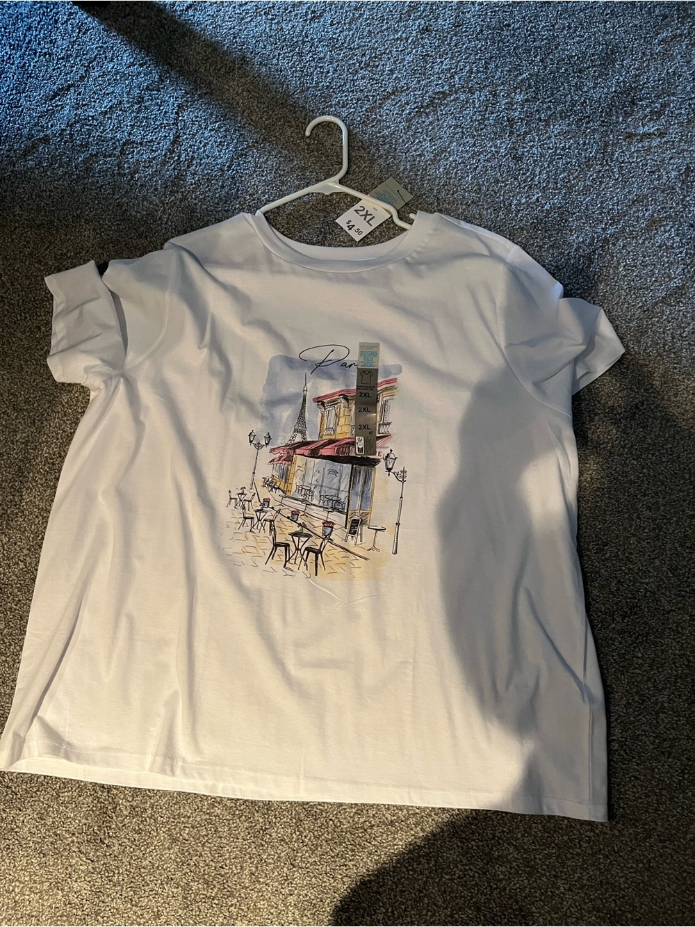 Primark White Tee with Paris Café Illustration